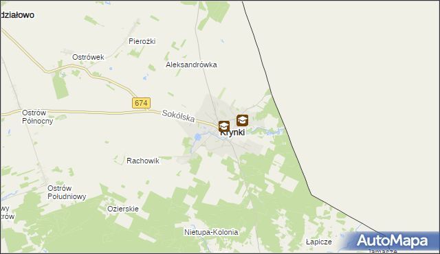 mapa Krynki powiat sokólski, Krynki powiat sokólski na mapie Targeo