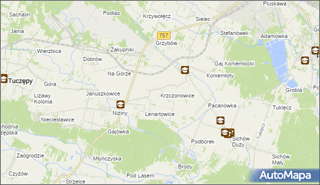 mapa Krzczonowice gmina Staszów, Krzczonowice gmina Staszów na mapie Targeo