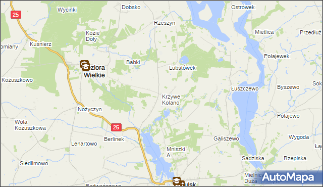 mapa Krzywe Kolano, Krzywe Kolano na mapie Targeo
