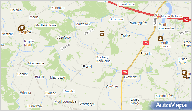 mapa Kuchary Kościelne, Kuchary Kościelne na mapie Targeo