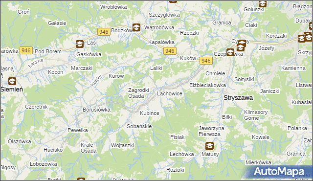 mapa Lachowice, Lachowice na mapie Targeo