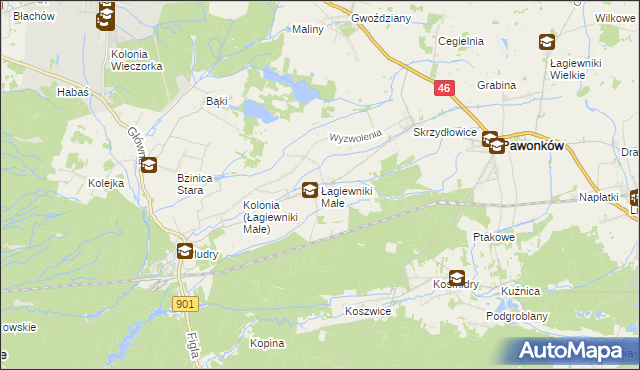 mapa Łagiewniki Małe, Łagiewniki Małe na mapie Targeo