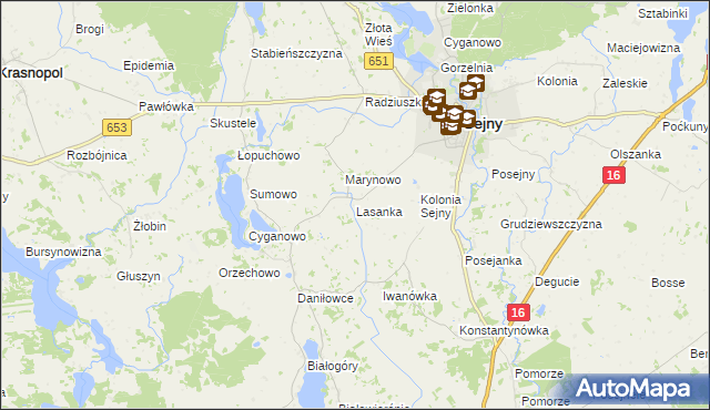 mapa Lasanka, Lasanka na mapie Targeo
