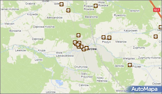 mapa Łaskarzew, Łaskarzew na mapie Targeo