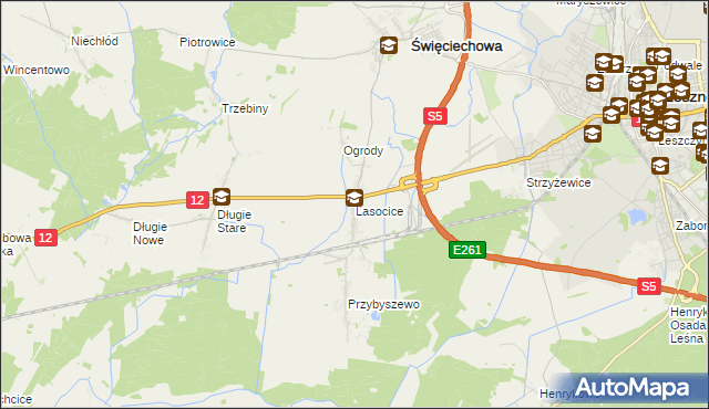mapa Lasocice gmina Święciechowa, Lasocice gmina Święciechowa na mapie Targeo