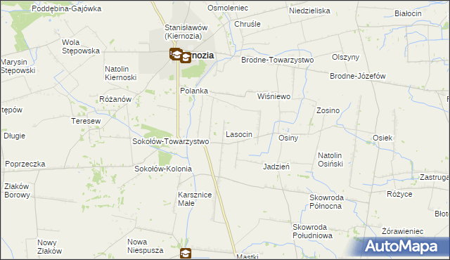 mapa Lasocin gmina Kiernozia, Lasocin gmina Kiernozia na mapie Targeo