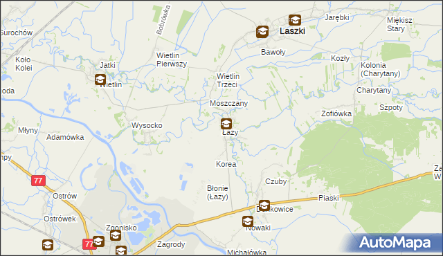 mapa Łazy gmina Radymno, Łazy gmina Radymno na mapie Targeo