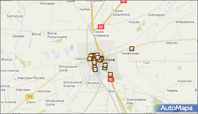 mapa Łęczyca, Łęczyca na mapie Targeo