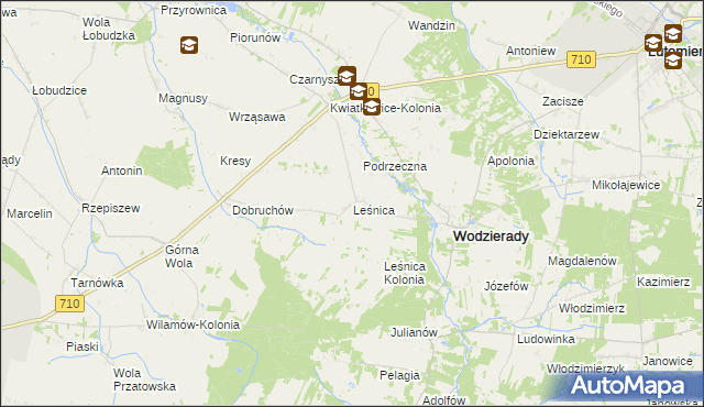 mapa Leśnica gmina Wodzierady, Leśnica gmina Wodzierady na mapie Targeo