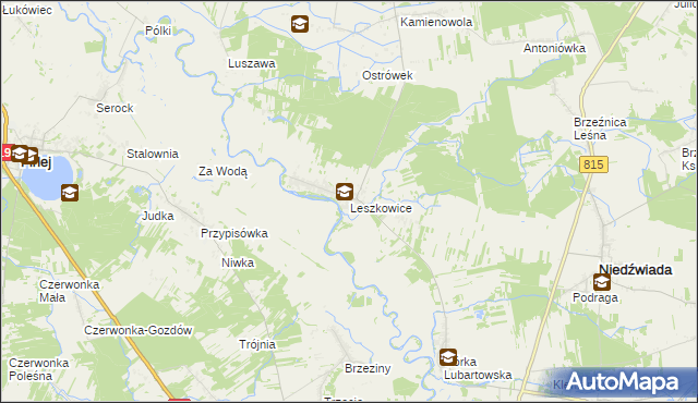 mapa Leszkowice gmina Ostrówek, Leszkowice gmina Ostrówek na mapie Targeo
