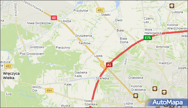 mapa Lgota gmina Kłobuck, Lgota gmina Kłobuck na mapie Targeo
