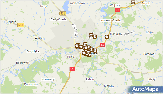 mapa Lidzbark Warmiński, Lidzbark Warmiński na mapie Targeo
