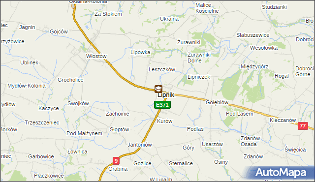 mapa Lipnik powiat opatowski, Lipnik powiat opatowski na mapie Targeo