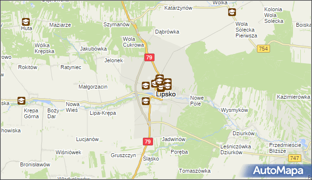 mapa Lipsko, Lipsko na mapie Targeo