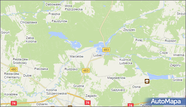 mapa Lubiec, Lubiec na mapie Targeo
