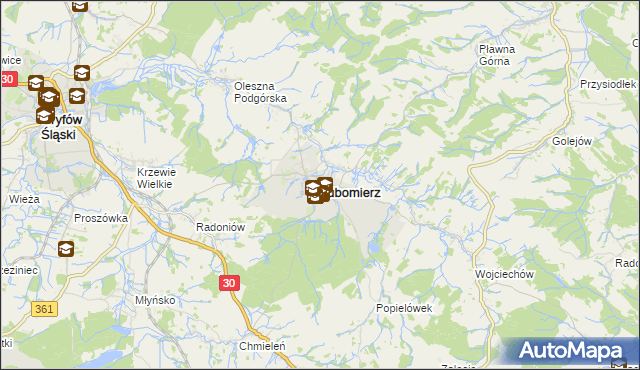 mapa Lubomierz powiat lwówecki, Lubomierz powiat lwówecki na mapie Targeo