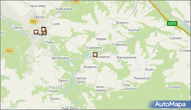 mapa Łukawica gmina Narol, Łukawica gmina Narol na mapie Targeo