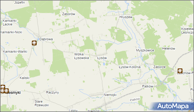 mapa Łysów gmina Przesmyki, Łysów gmina Przesmyki na mapie Targeo