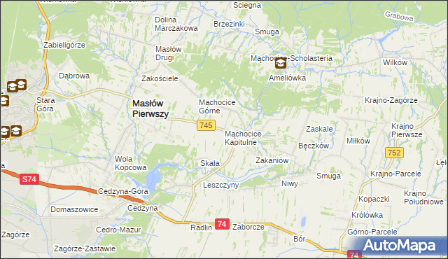 mapa Mąchocice Kapitulne, Mąchocice Kapitulne na mapie Targeo