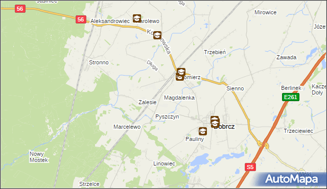 mapa Magdalenka gmina Dobrcz, Magdalenka gmina Dobrcz na mapie Targeo