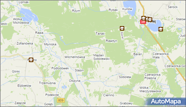 mapa Majdan Sobolewski, Majdan Sobolewski na mapie Targeo