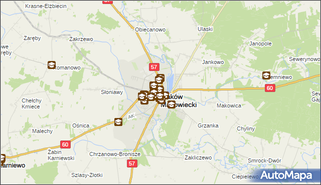 mapa Maków Mazowiecki, Maków Mazowiecki na mapie Targeo