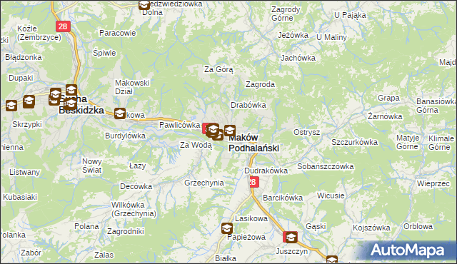 mapa Maków Podhalański, Maków Podhalański na mapie Targeo