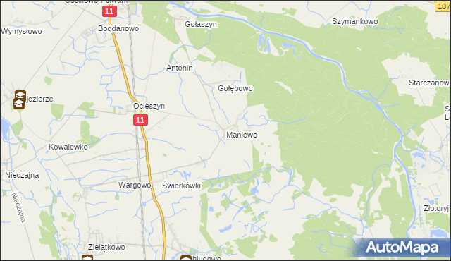 mapa Maniewo, Maniewo na mapie Targeo