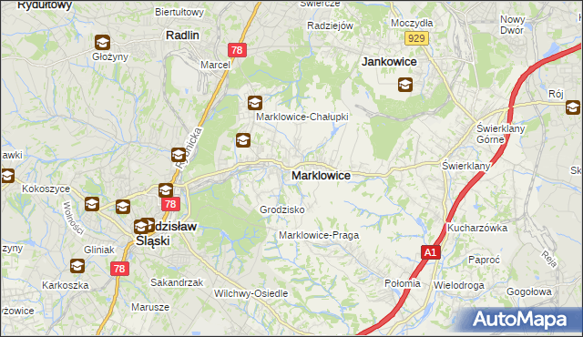 mapa Marklowice, Marklowice na mapie Targeo