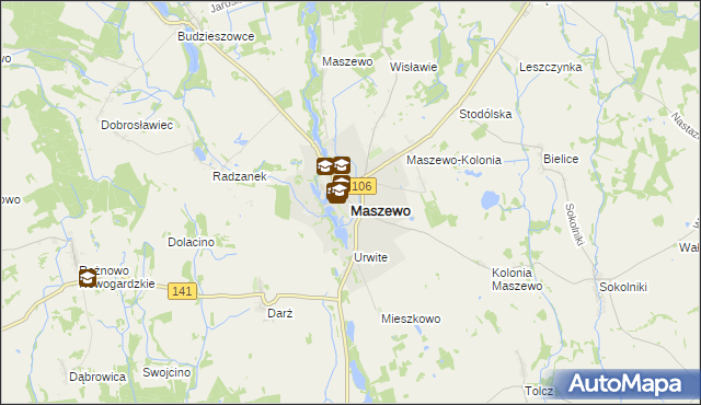 mapa Maszewo powiat goleniowski, Maszewo powiat goleniowski na mapie Targeo