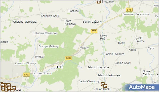 mapa Mazury gmina Wysokie Mazowieckie, Mazury gmina Wysokie Mazowieckie na mapie Targeo