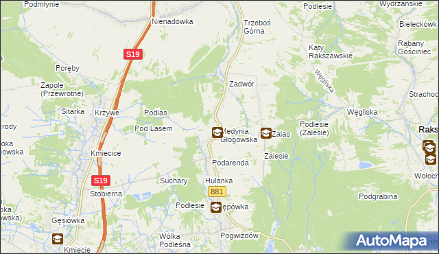 mapa Medynia Głogowska, Medynia Głogowska na mapie Targeo