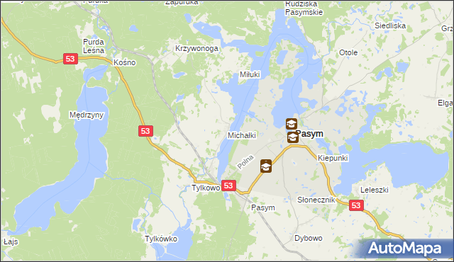mapa Michałki gmina Pasym, Michałki gmina Pasym na mapie Targeo