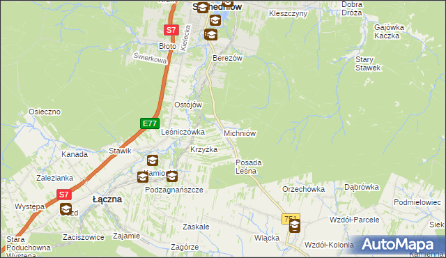 mapa Michniów, Michniów na mapie Targeo