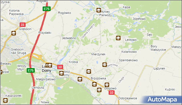 mapa Mierzynek gmina Lubicz, Mierzynek gmina Lubicz na mapie Targeo