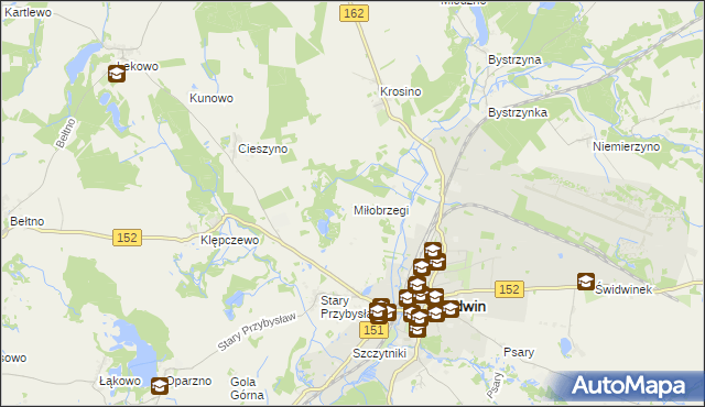 mapa Miłobrzegi, Miłobrzegi na mapie Targeo