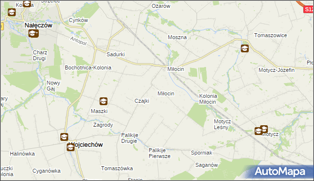 mapa Miłocin gmina Wojciechów, Miłocin gmina Wojciechów na mapie Targeo