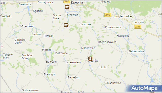 mapa Miłonowice, Miłonowice na mapie Targeo