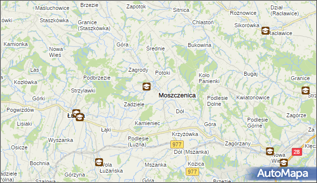 mapa Moszczenica powiat gorlicki, Moszczenica powiat gorlicki na mapie Targeo