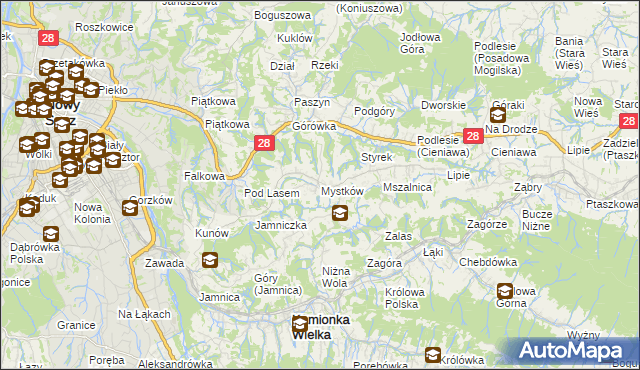 mapa Mystków, Mystków na mapie Targeo