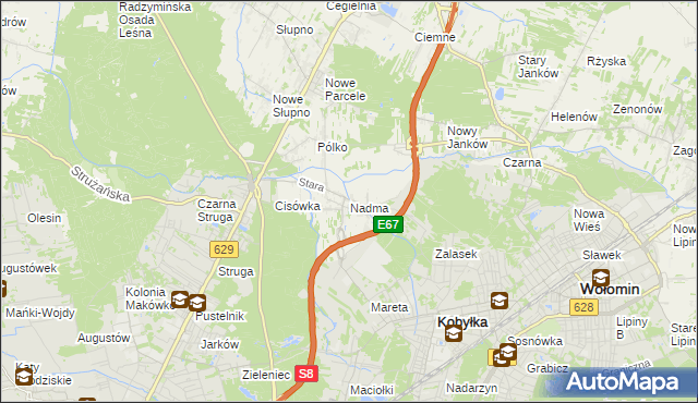mapa Nadma, Nadma na mapie Targeo