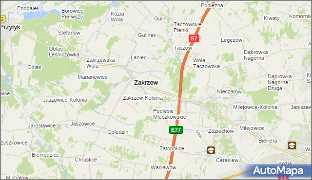 mapa Natalin gmina Zakrzew, Natalin gmina Zakrzew na mapie Targeo