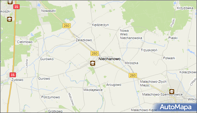 mapa Niechanowo, Niechanowo na mapie Targeo