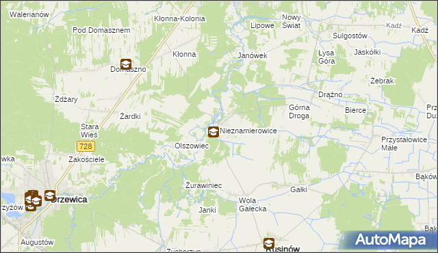 mapa Nieznamierowice, Nieznamierowice na mapie Targeo