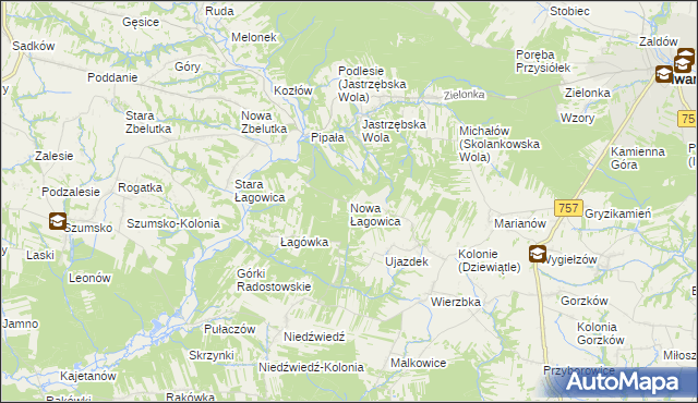 mapa Nowa Łagowica, Nowa Łagowica na mapie Targeo