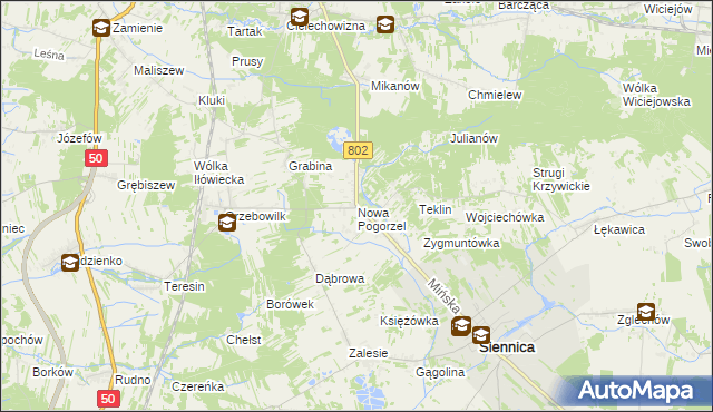 mapa Nowa Pogorzel, Nowa Pogorzel na mapie Targeo