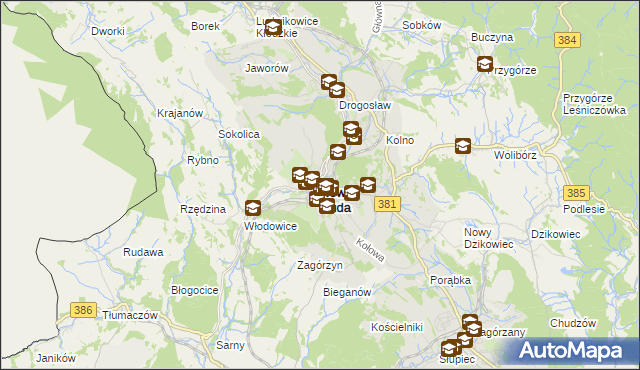 mapa Nowa Ruda powiat kłodzki, Nowa Ruda powiat kłodzki na mapie Targeo