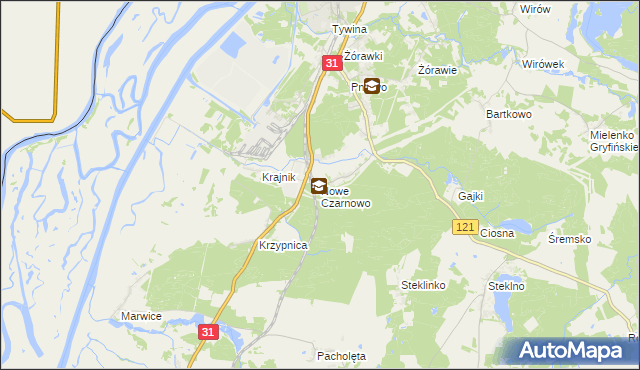 mapa Nowe Czarnowo gmina Gryfino, Nowe Czarnowo gmina Gryfino na mapie Targeo