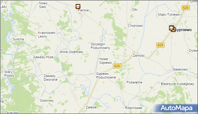 mapa Nowe Gąsewo, Nowe Gąsewo na mapie Targeo