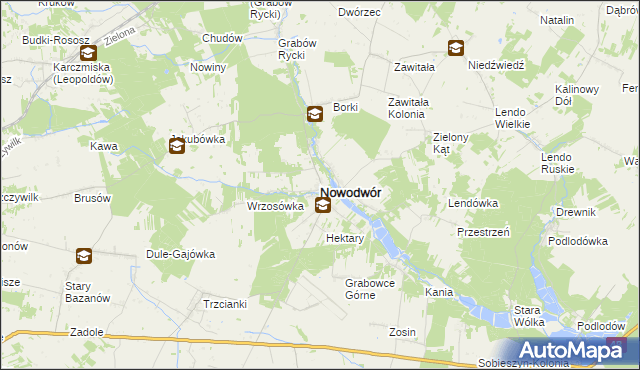 mapa Nowodwór powiat rycki, Nowodwór powiat rycki na mapie Targeo